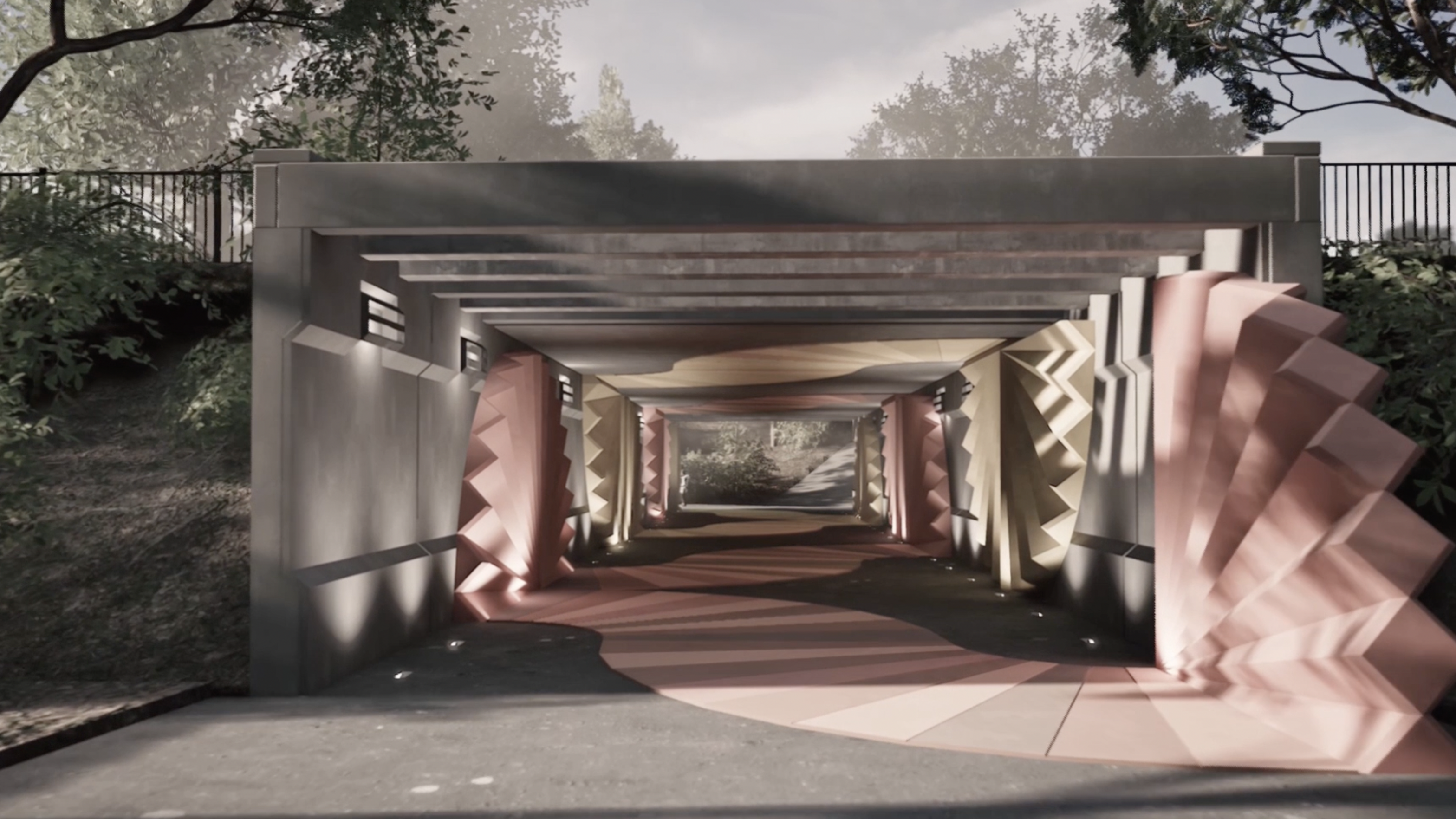 Vinderprojektet Vores veje mødes er skabt af billedkunstner Eva Steen Christensen. Inspirationen har bl.a. været papirservietter og musetrapper. Illustration: Eva Steen Christensen