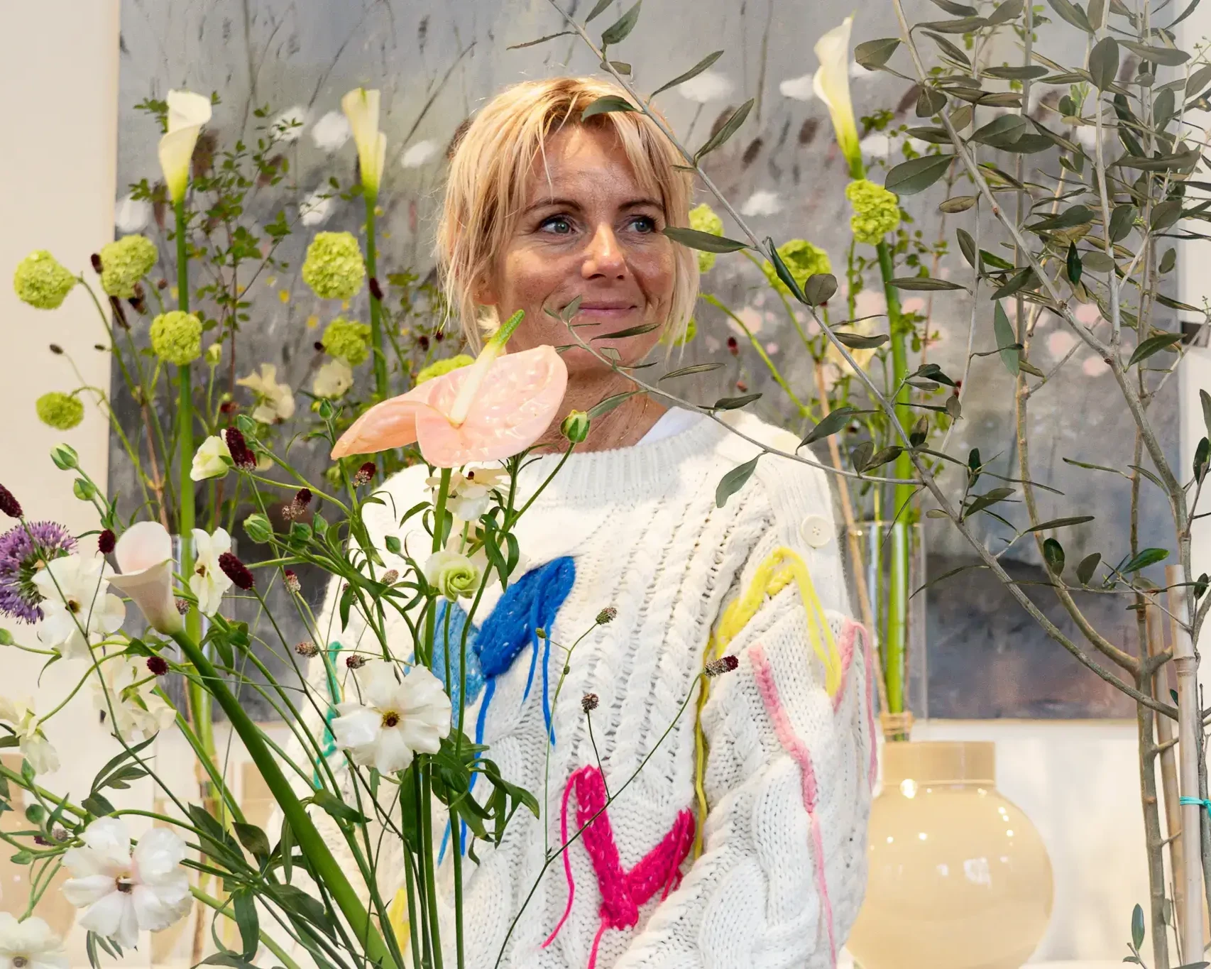 Pernille fra Tendens med en flot buket. Foto: Fjodor Pedersen.