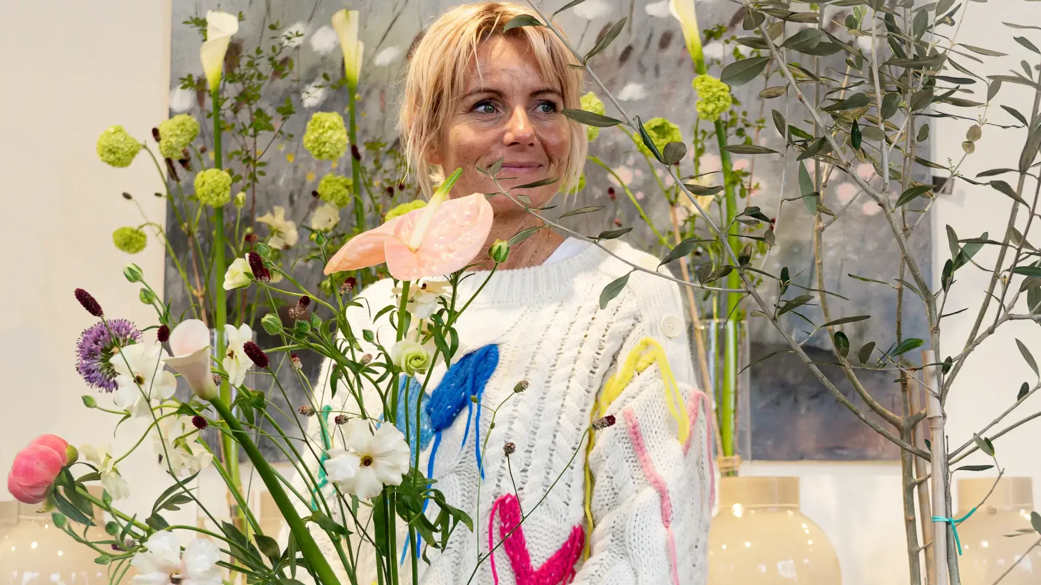 Pernille fra Tendens med en flot buket. Foto: Fjodor Pedersen.