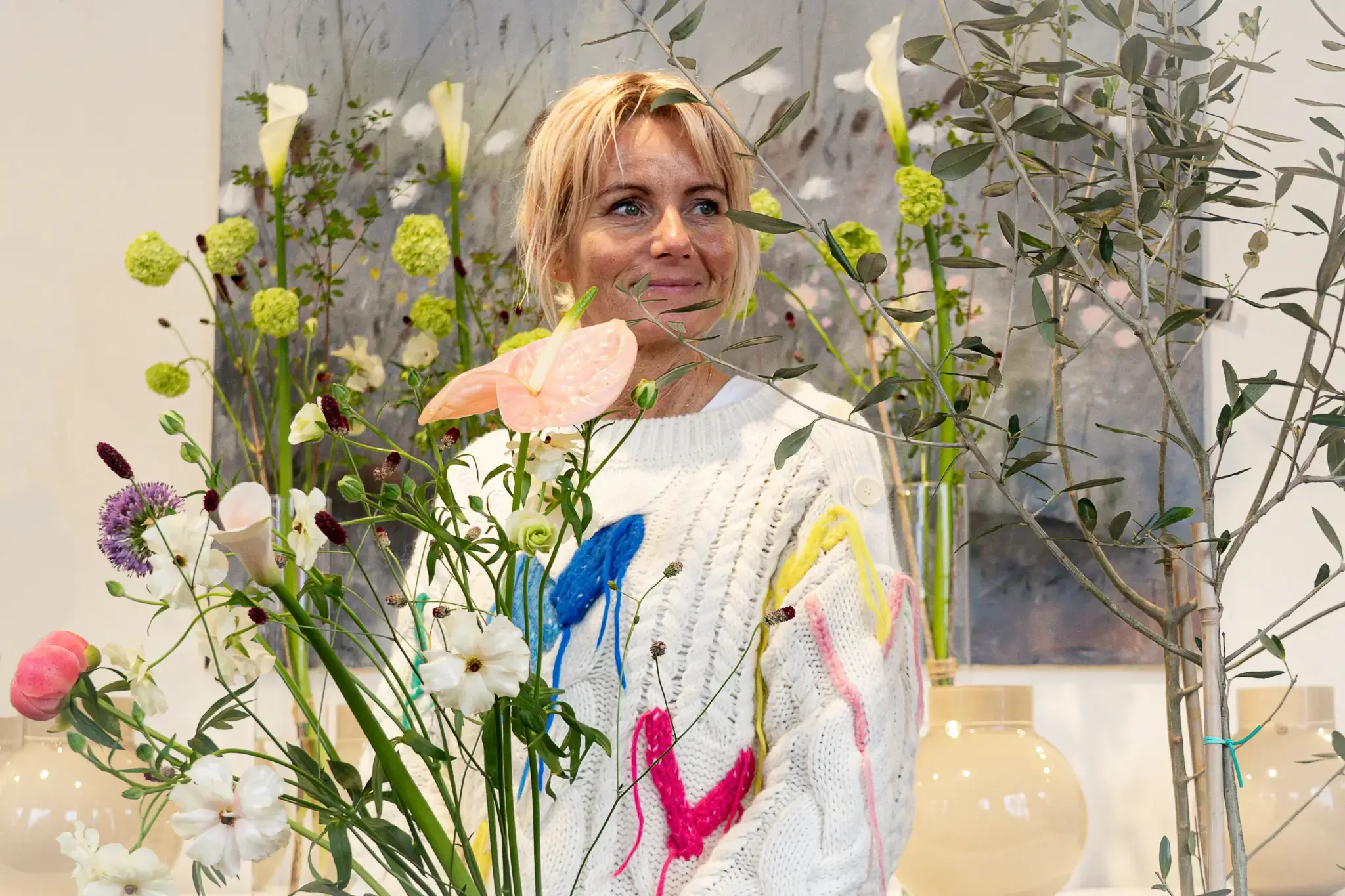 Pernille fra Tendens med en flot buket. Foto: Fjodor Pedersen.