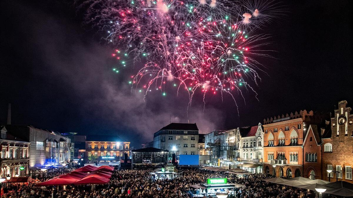 Esbjerg Festuge afsluttes med festfyrværkeri på Torvet. Arkivfoto: Torben Meyer.