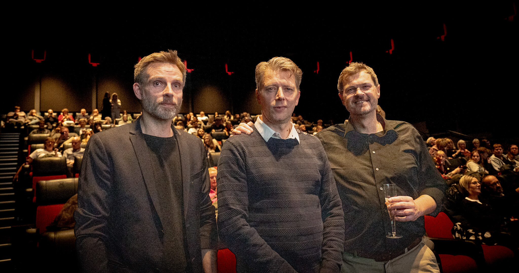 Forfatter Teddy Vork (tv), instruktør Martin Vrede Nielsen og producent Kenneth Eriksen. Foto: Fjodor Pedersen.