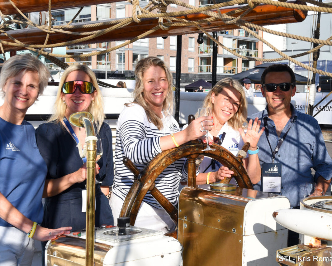 Projektledere fra de 5 Tall Ships Race-byer i 2025. Her ombord på det tyske skib Roald Amundsen til Tall Ships Races 2024 i Turku, Finland.