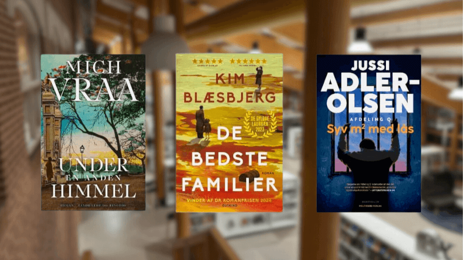 Top-tre over udlån af romaner på Esbjerg Kommunes Biblioteker.
