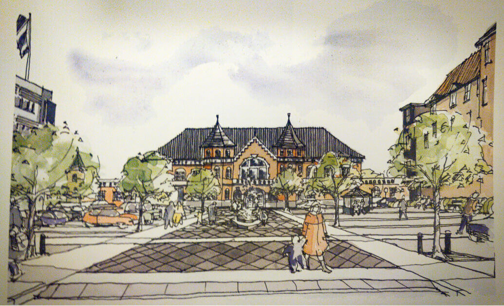 Sådan så tegningerne ud i Bymidteplan 2013, udgivet i 2002. Tegning: Esbjerg Kommune.