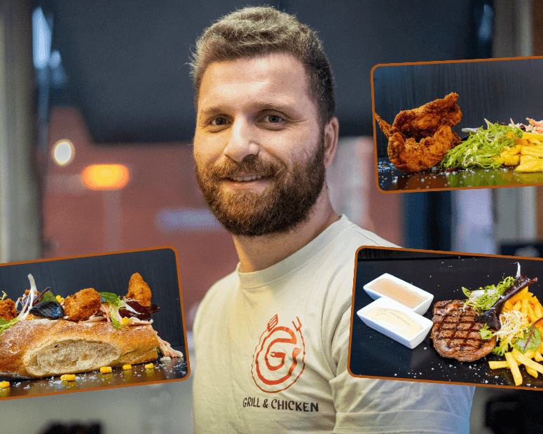 Fra boden i gårdhaven serveres mad, som de fleste forstår. Foto: Fjodor Pedersen. Indskudte: PR-fotos.