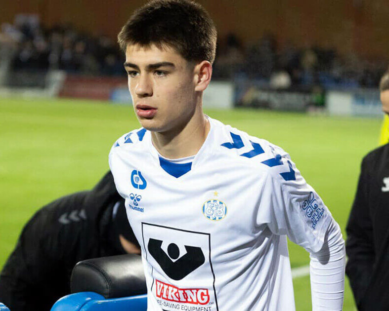 Julius er søn af EfB-legenden Jerry Lucena, der spillede for klubben i to omgange. Foto: EfB Akademi.