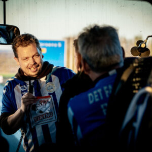 Anders Jepsen har flere gange arrangeret busture til EfB's udekampe og fik stor ros af deltagerne for denne tur til Horsens, hvor alt forløb smidigt. Arkivfoto: Fjodor Pedersen.