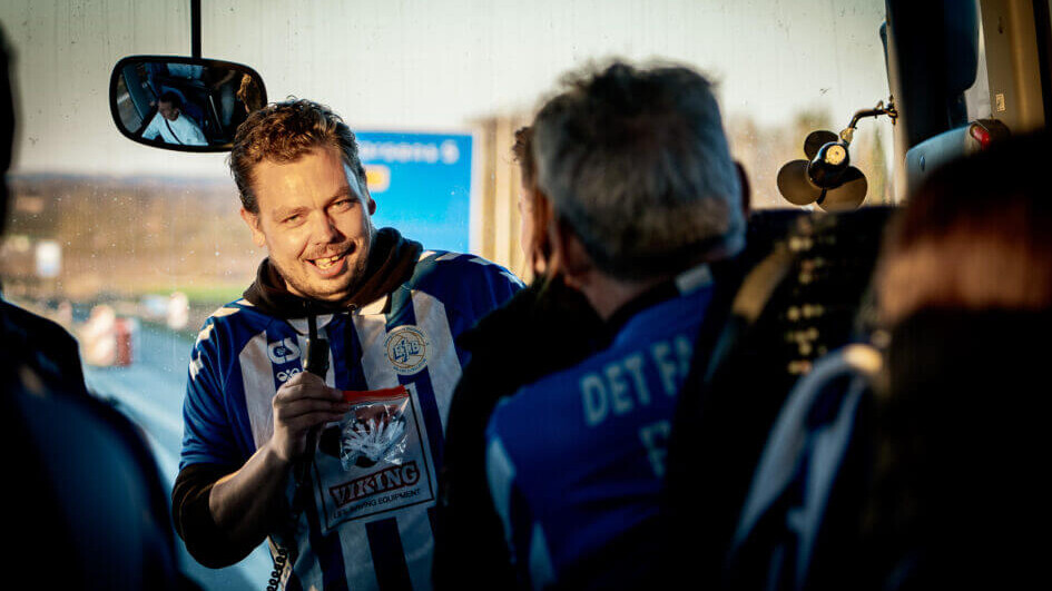 Anders Jepsen har flere gange arrangeret busture til EfB's udekampe og fik stor ros af deltagerne for denne tur til Horsens, hvor alt forløb smidigt. Arkivfoto: Fjodor Pedersen.