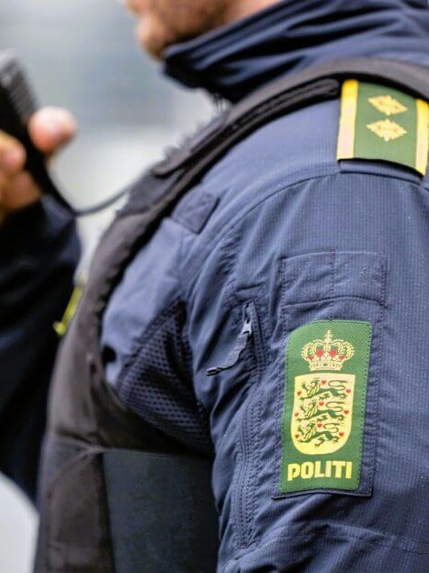 Politiet har været massivt til stede på Skrænten hele dagen. Pressefoto.