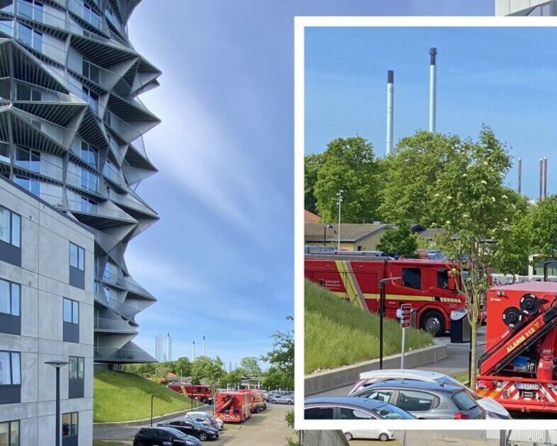 Sydvestjysk Brandvæsen øvede sig i højhuskonceptet mandag formiddag. Fotos: Johnny Tauman.