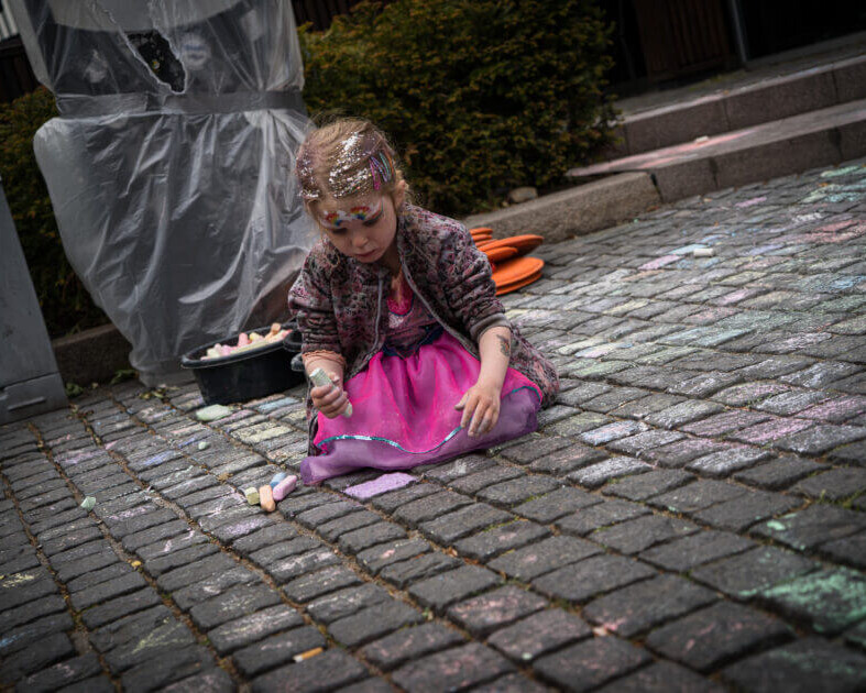 Brostenene foran Hotel Britannia var perfekte til at lave pixelkunst. Foto: Fjodor Pedersen.