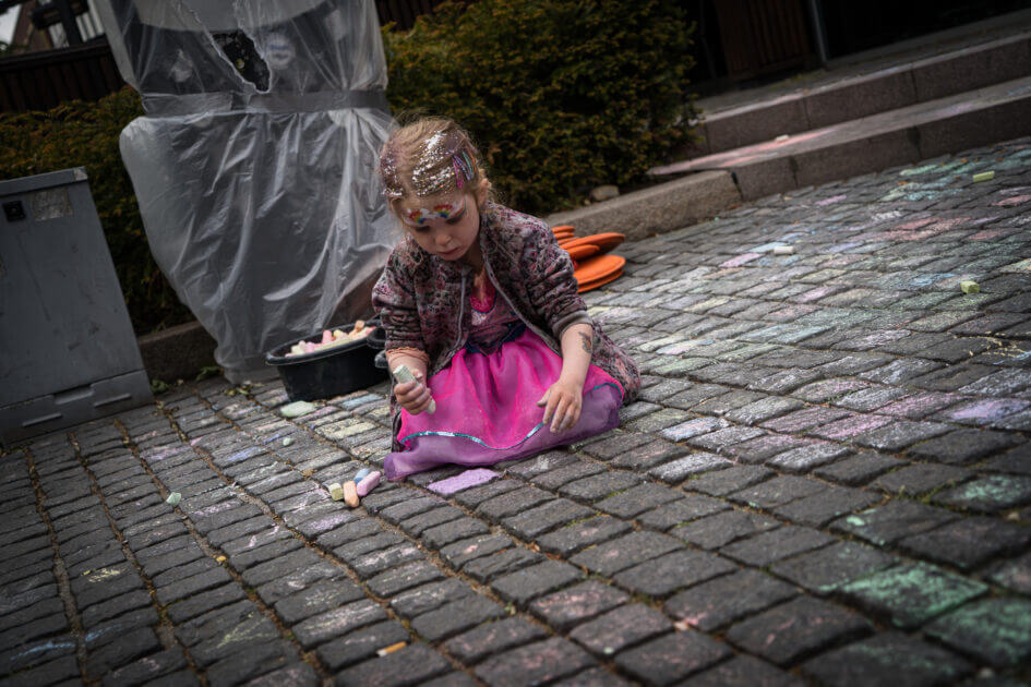 Brostenene foran Hotel Britannia var perfekte til at lave pixelkunst. Foto: Fjodor Pedersen.