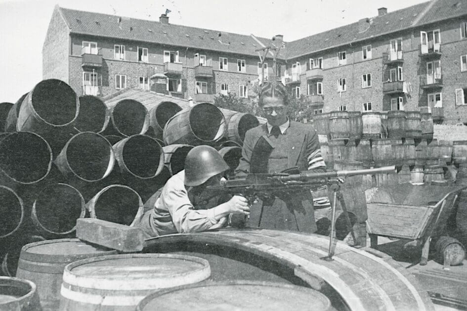 Baggård i Willemoesgade 56-58, hvor der stadigvæk i dag er en tyskerbunker. Foto: Frihedsmuseet.