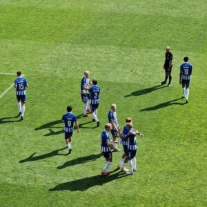 EfB-spillere fejrer mål i sæsonen 2024-'25. Arkivfoto: Bastionen.