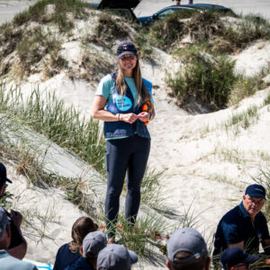 Signe Simonsen under et oplæg på Fanø. Foto: Fjodor Pedersen.