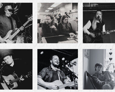 De seks lokale sangskrivere, der kan opleves til Songwriter's Circle. PR-foto.