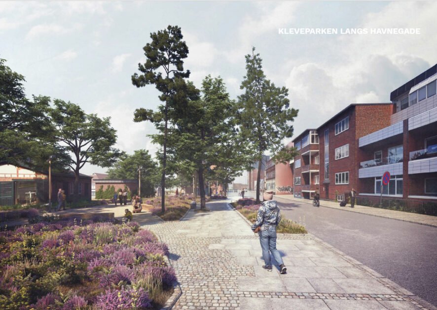 Visualisering af Havnegade ned mod Stormgade.