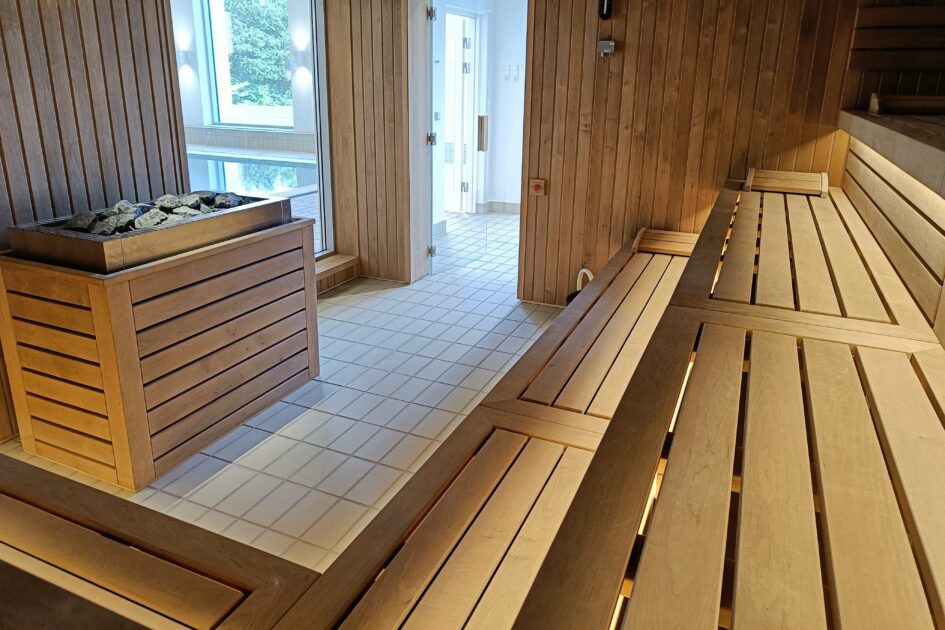 Sauna i Ribe Svømmebads nye wellnessafsnit. Foto: Privat.