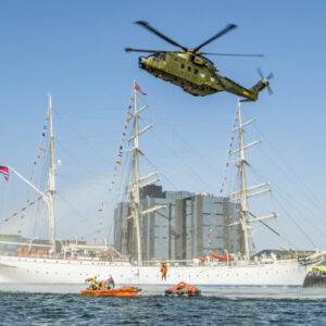 En imponerende redningsøvelse er under opsejling til The Tall Ships Races i Esbjerg. Foto: Esbjerg Kommune.