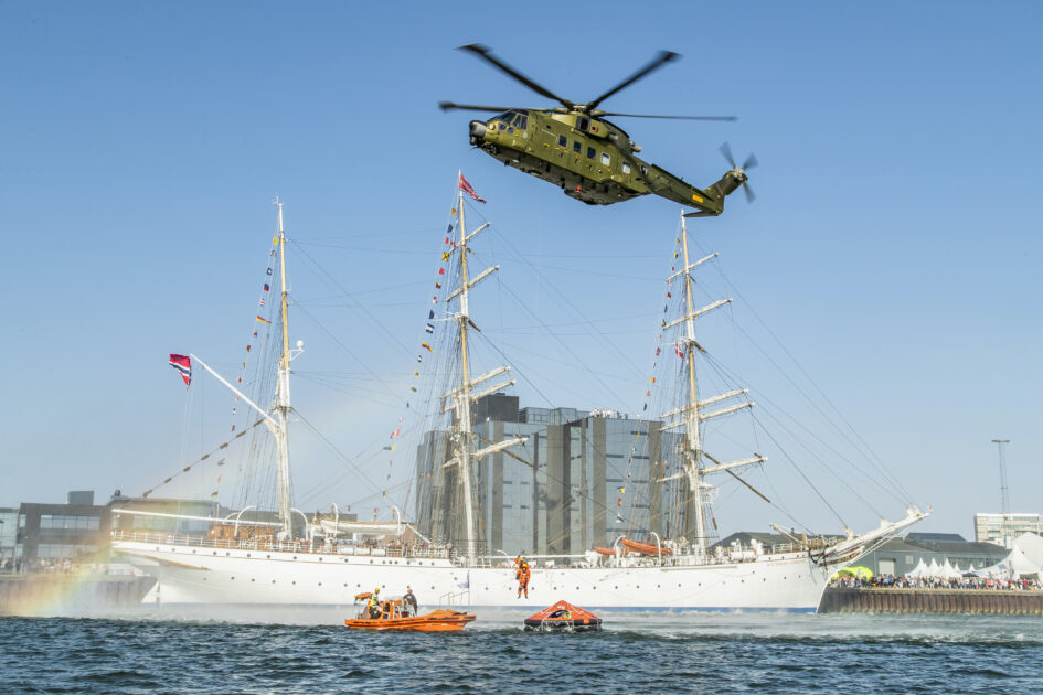 En imponerende redningsøvelse er under opsejling til The Tall Ships Races i Esbjerg. Foto: Esbjerg Kommune.