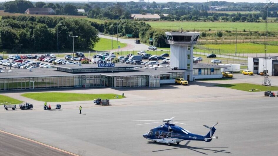 Esbjerg Airport har meget helikoptertrafik til og fra Nordsøen. Foto: Torben Meyer.