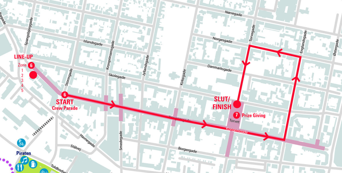 Ruten til Crew Parade, Tall Ships Races Esbjerg 2025.