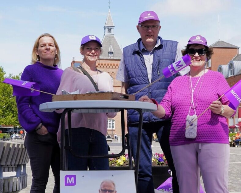 Ældreminister Mette Kierkgaard (M), Trine Møller Timmerby, EU-kandidat Ivar Nørlund og Merete Jensen.