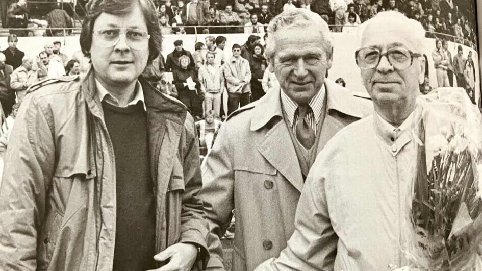 Poul Bjelke Laursen (t.v.) har været engageret i mangt og meget. I en kort periode i 1980'erne var han direktør hos EfB. Foto: Esbjerg Byhistoriske Arkiv.