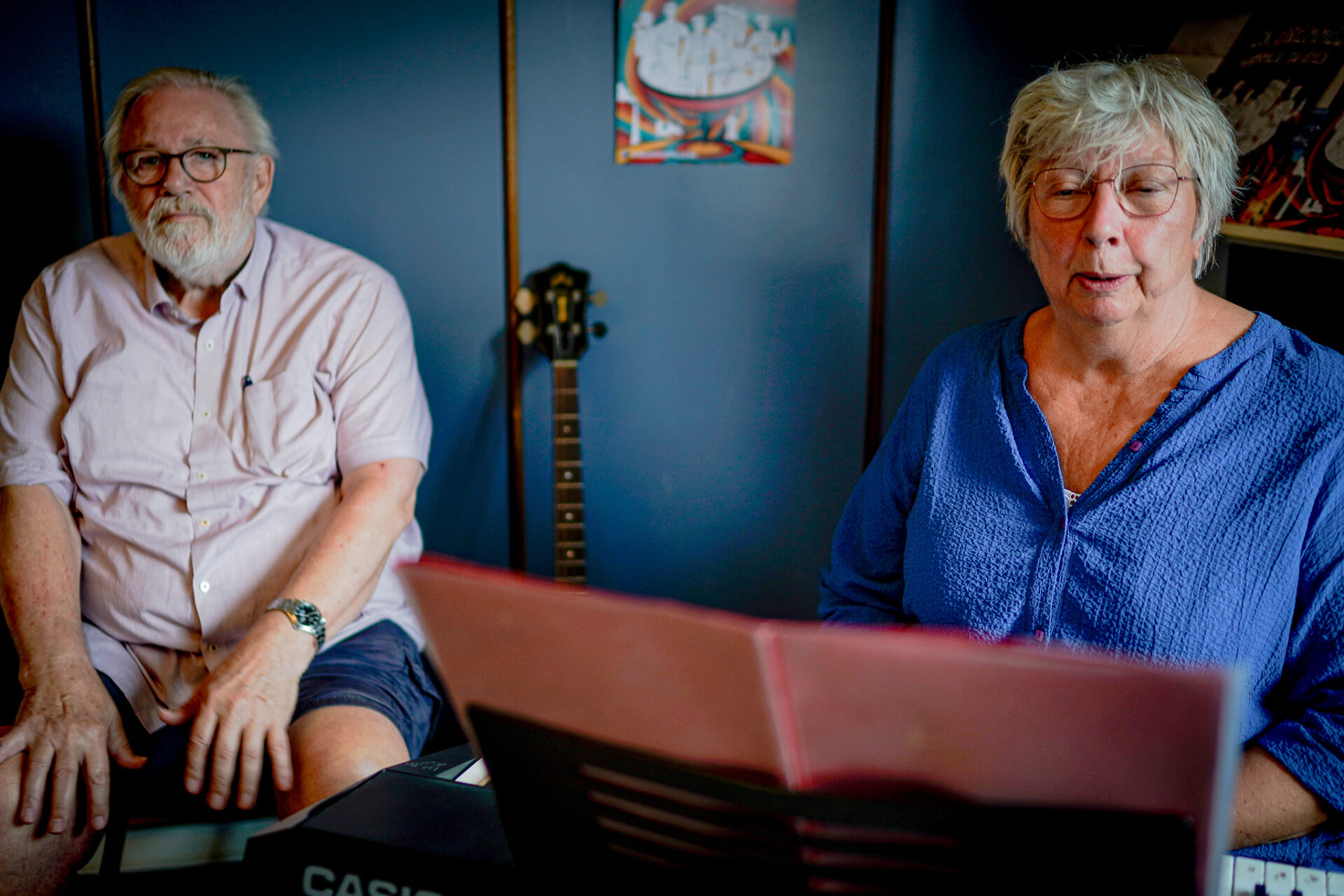 Kirsten Marie Skovhøj har lavet melodien til Hanne Meyers skurkesang. De to har arbejdet sammen på mange teaterprojekter siden begyndelsen af 1990'erne. Johnny Werngreen var med på bas. Foto: Fjodor Pedersen.