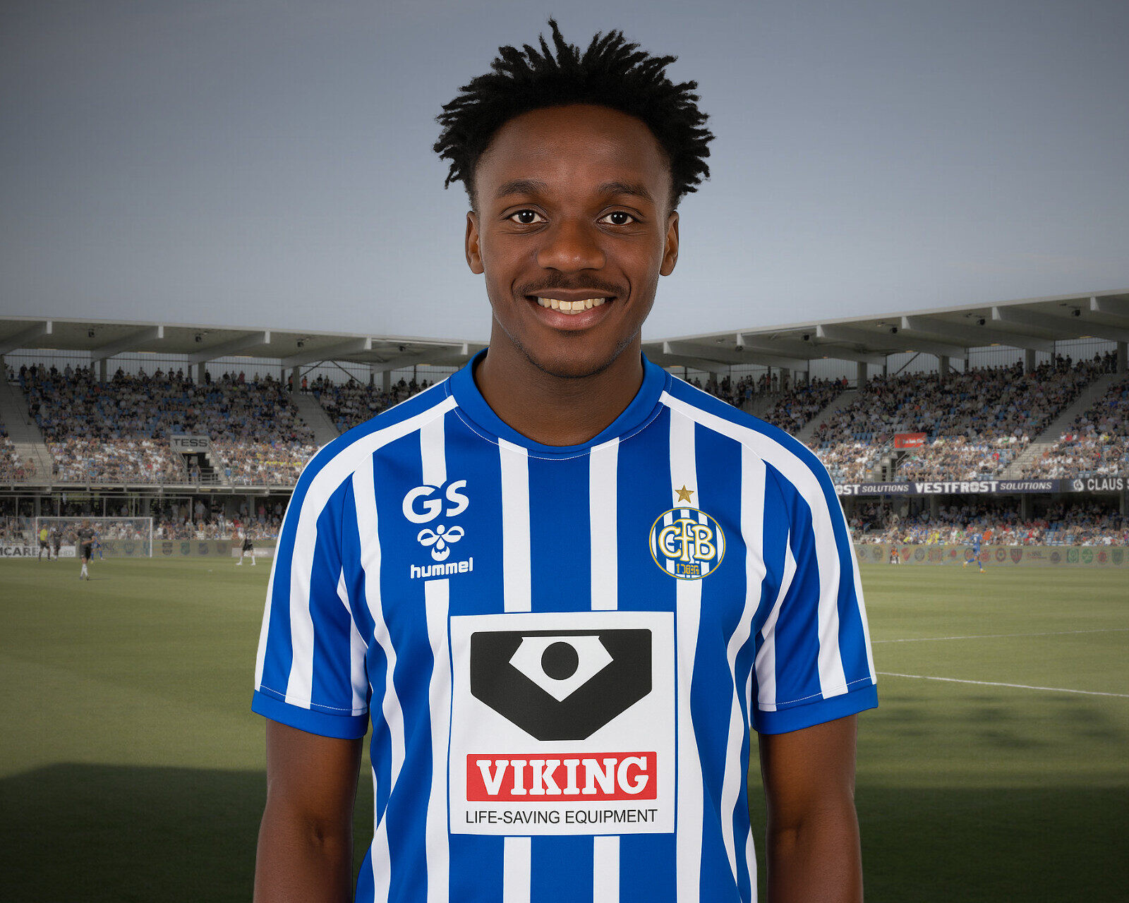 John Oluwatomiwa Kolawole er ny mand i EfB-trøjen. AI-genereret illustration.