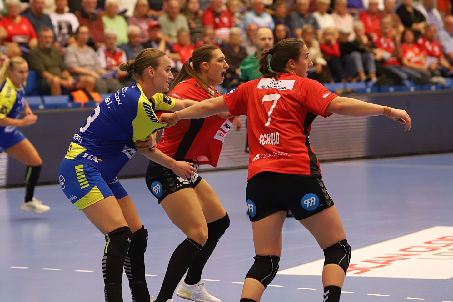 Line Haugsted og Tabea Schmid er stærke sammen i forsvaret. Foto: Johnny Tauman.