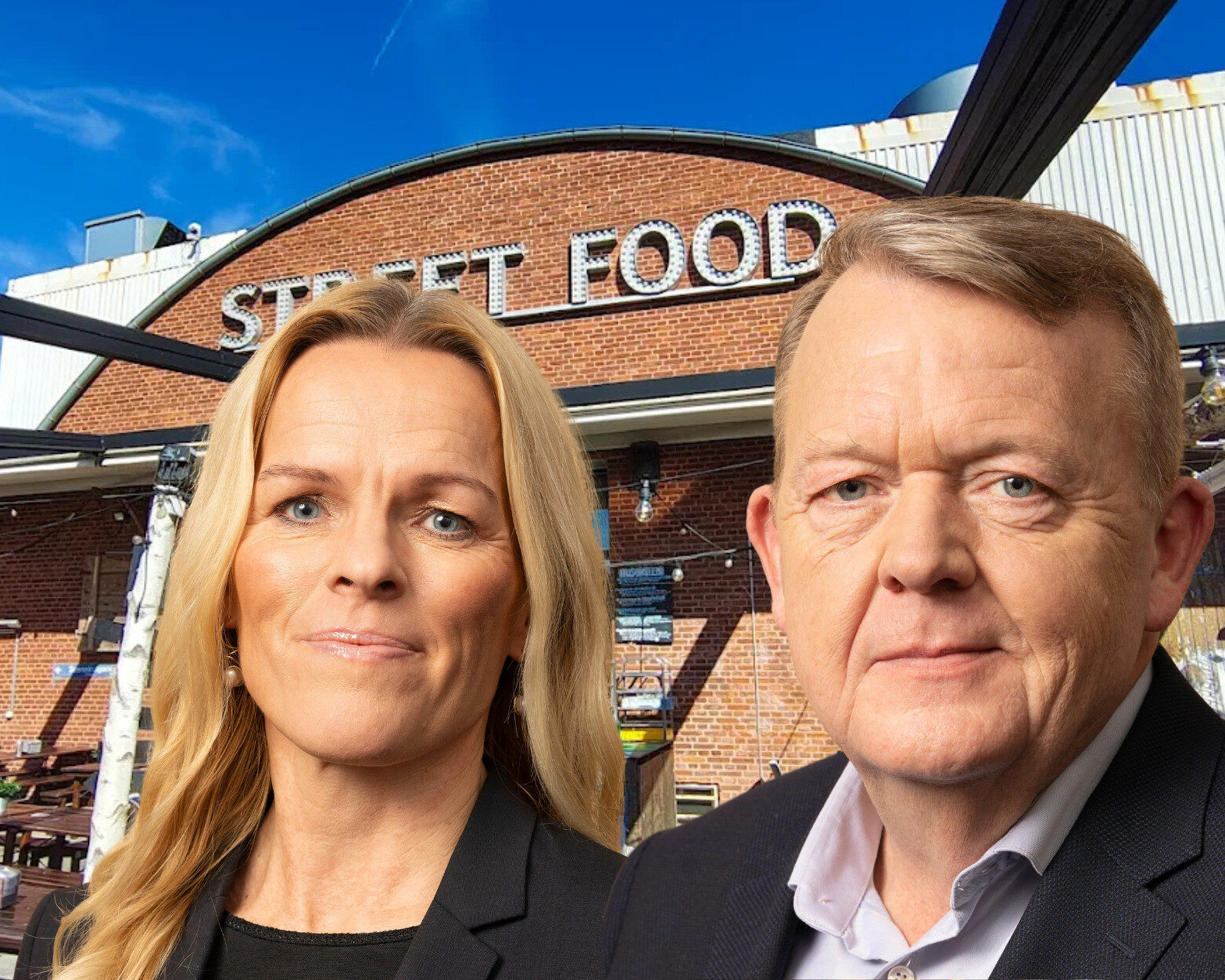 Lars Løkke Rasmussen og Mette Kirkegaard besøger Esbjerg Street Food. Collage: EsbjergLiv.dk.