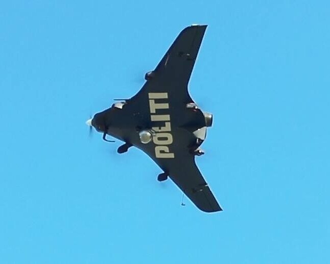 Dronen vejer cirka 25 kilo. Foto: Syd- & Sønderjyllands Politi.