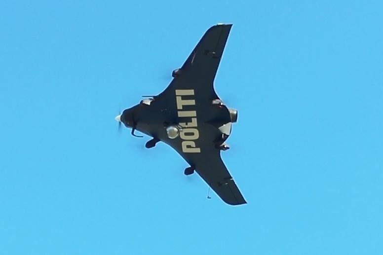 Dronen vejer cirka 25 kilo. Foto: Syd- & Sønderjyllands Politi.