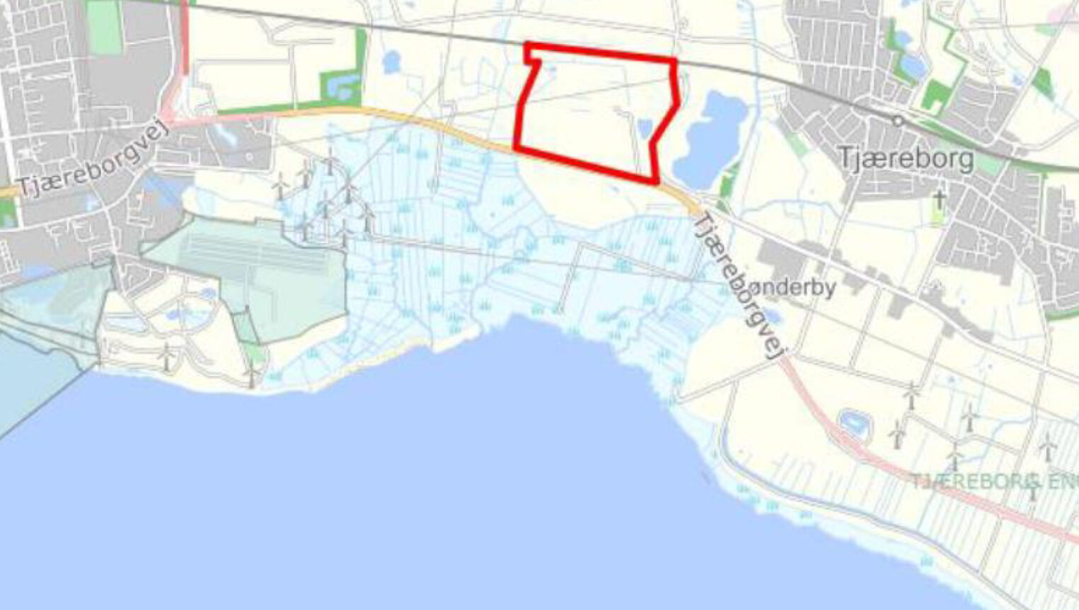 Illustration: Tørhavnen dækker et område på 53 hektar svarende til ca. 70 fodboldbaner.
