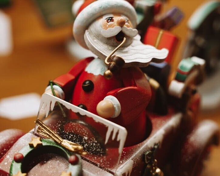 festive santa claus figurine in berlin christmas market