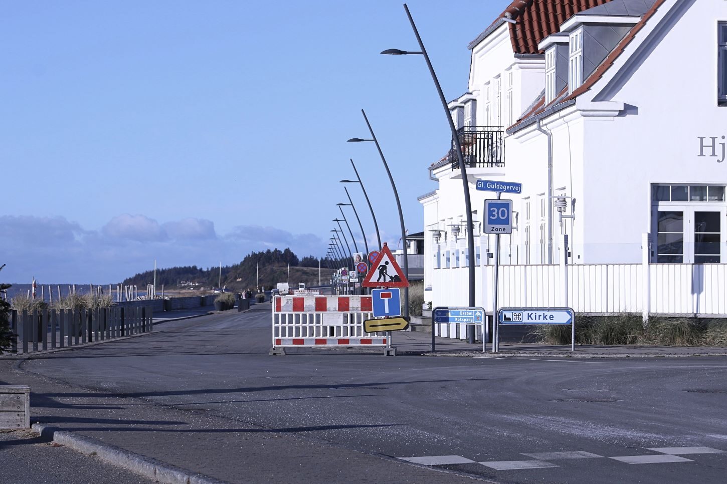 Der er omkørsel fra Hotel Hjerting til Fasanvænget - Sanatorievej. Foto: Johnny Tauman.