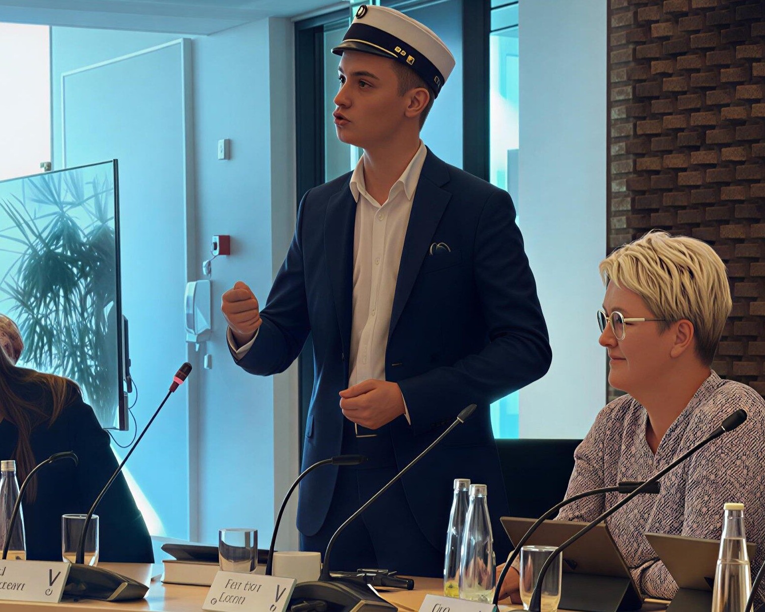 Fra Emil Pedersens første byrådsmøde - som nyudklækket student. PR-foto.