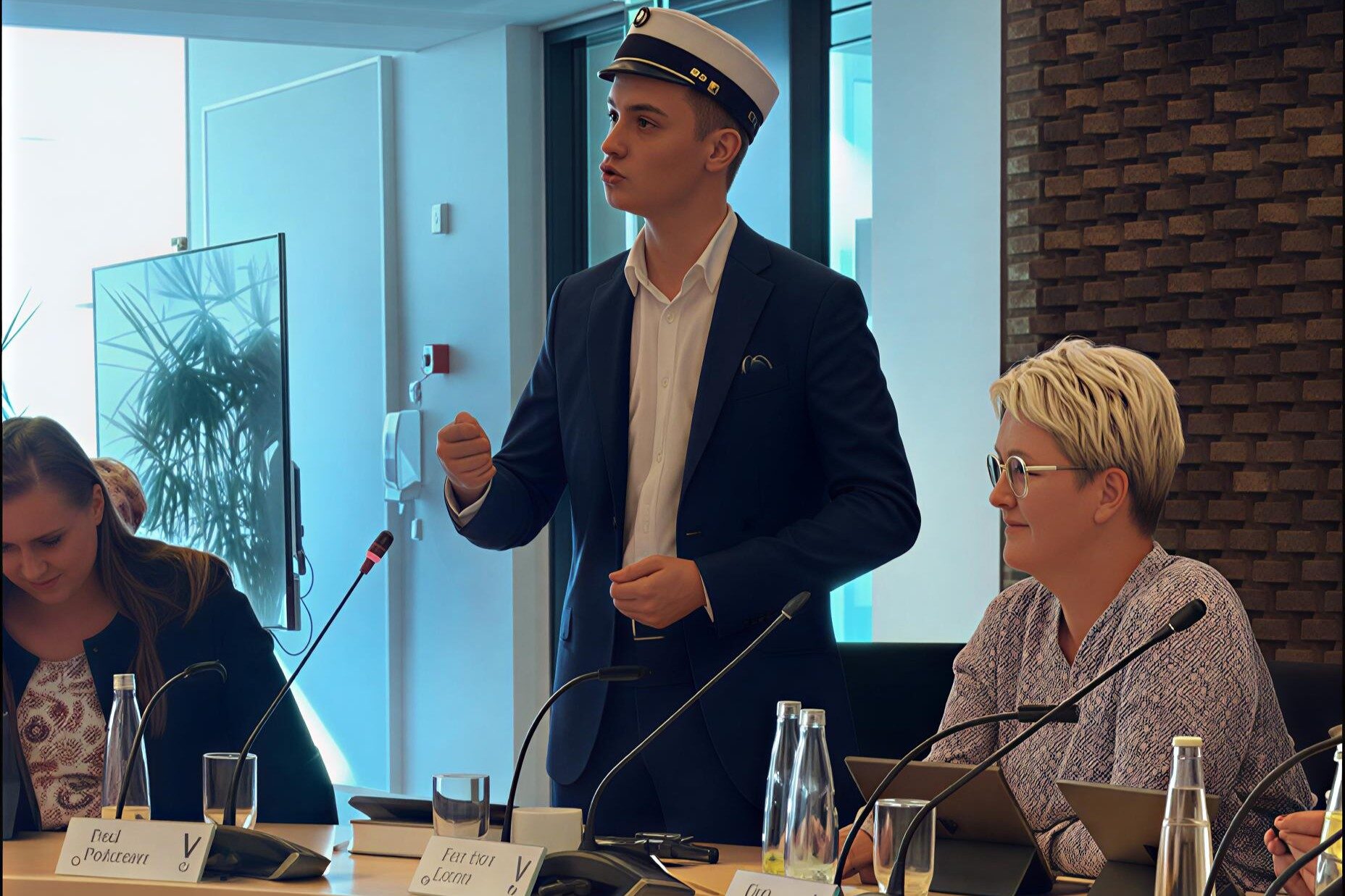 Fra Emil Pedersens første byrådsmøde - som nyudklækket student. PR-foto.