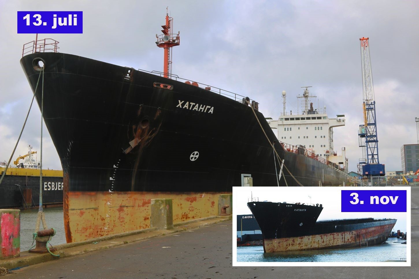 Skroget er nu det eneste, der er tilbage. Fotos/Collage: Johnny Tauman.