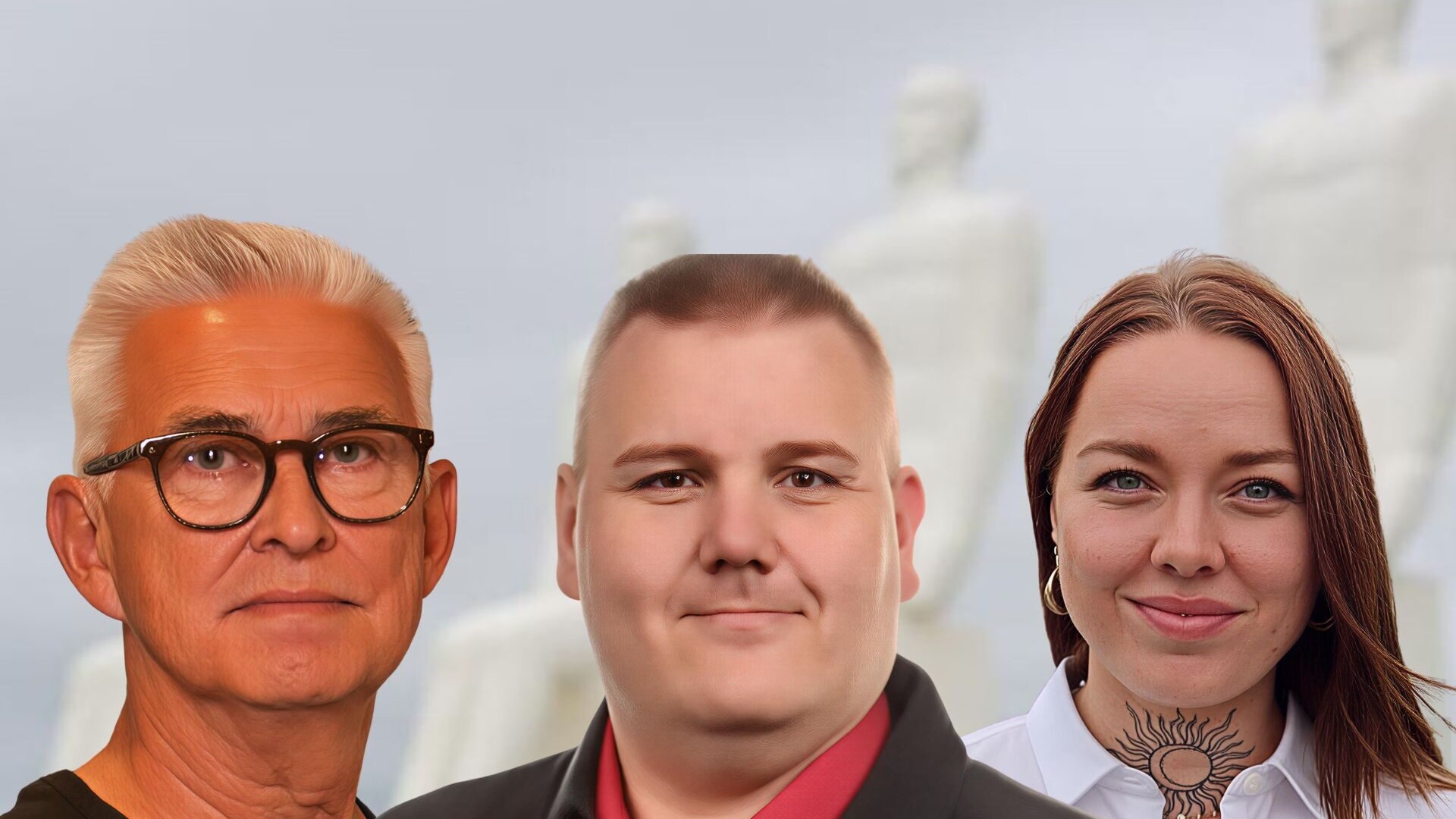 Hardy Jack Rasmussen, Henning Emil Hein og Maria Hilding, nr. 10, 19 og 6 på liste A. PR-foto.