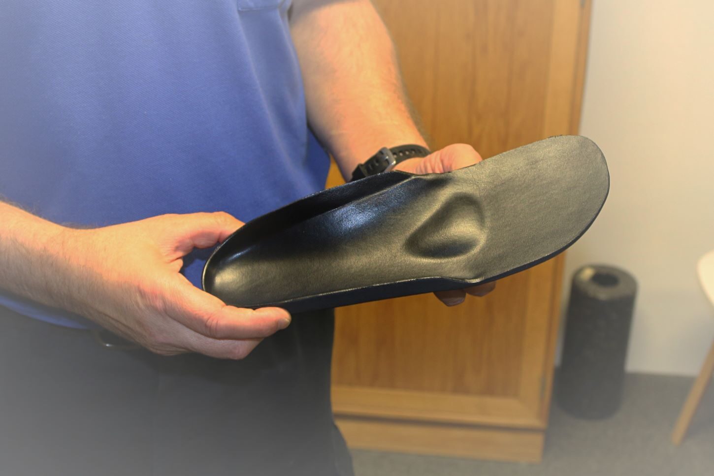 Specialfremstillet sko med indlægssål. Foto: Johnny Tauman.