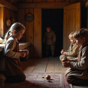 Børn træder ind i vikingernes verden på Museet Ribes Vikinger. I det nye oplevelsesunivers Riberødder kan man lege sig gennem livet i Danmarks ældste by. PR-foto: Museum Vest.