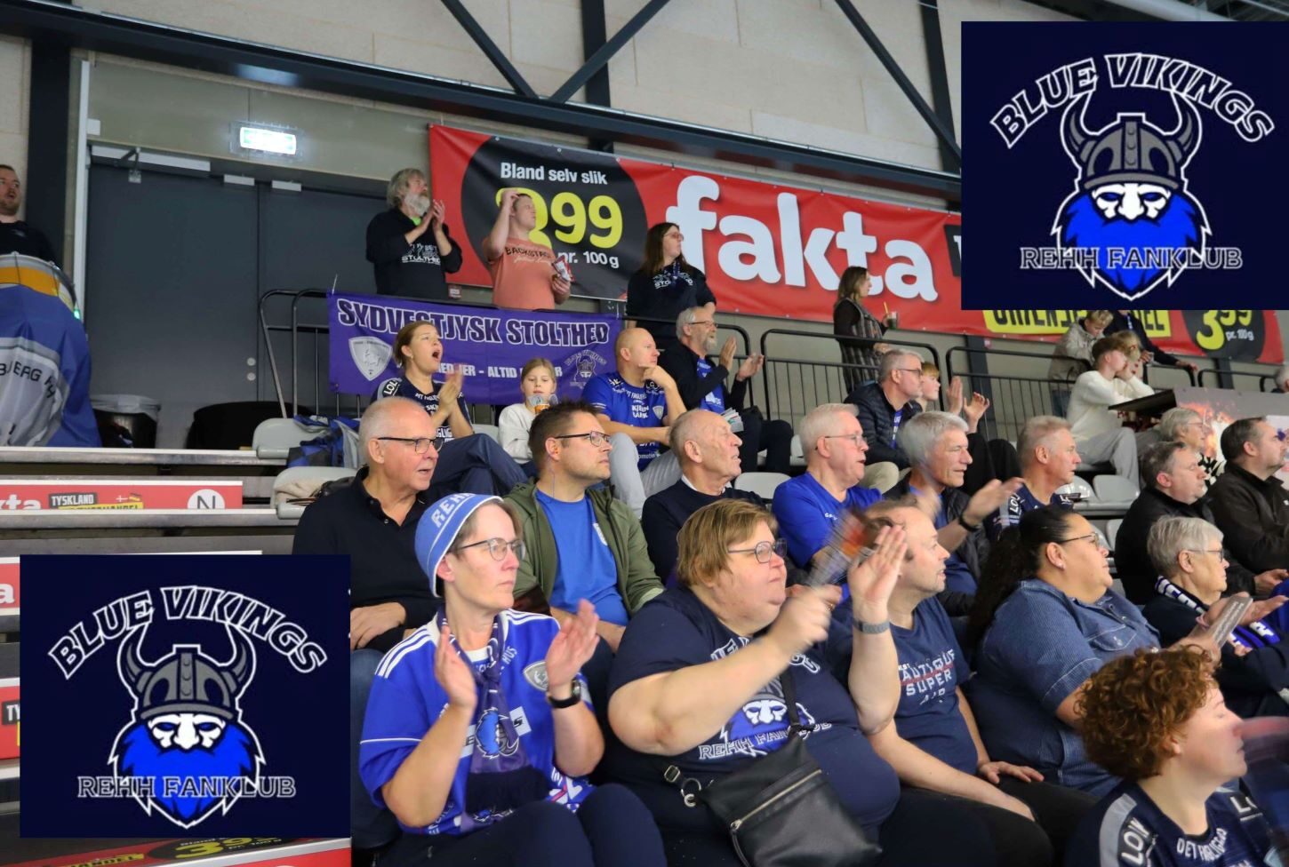 En mindre gruppe, der hujer, hepper, jubler og klapper