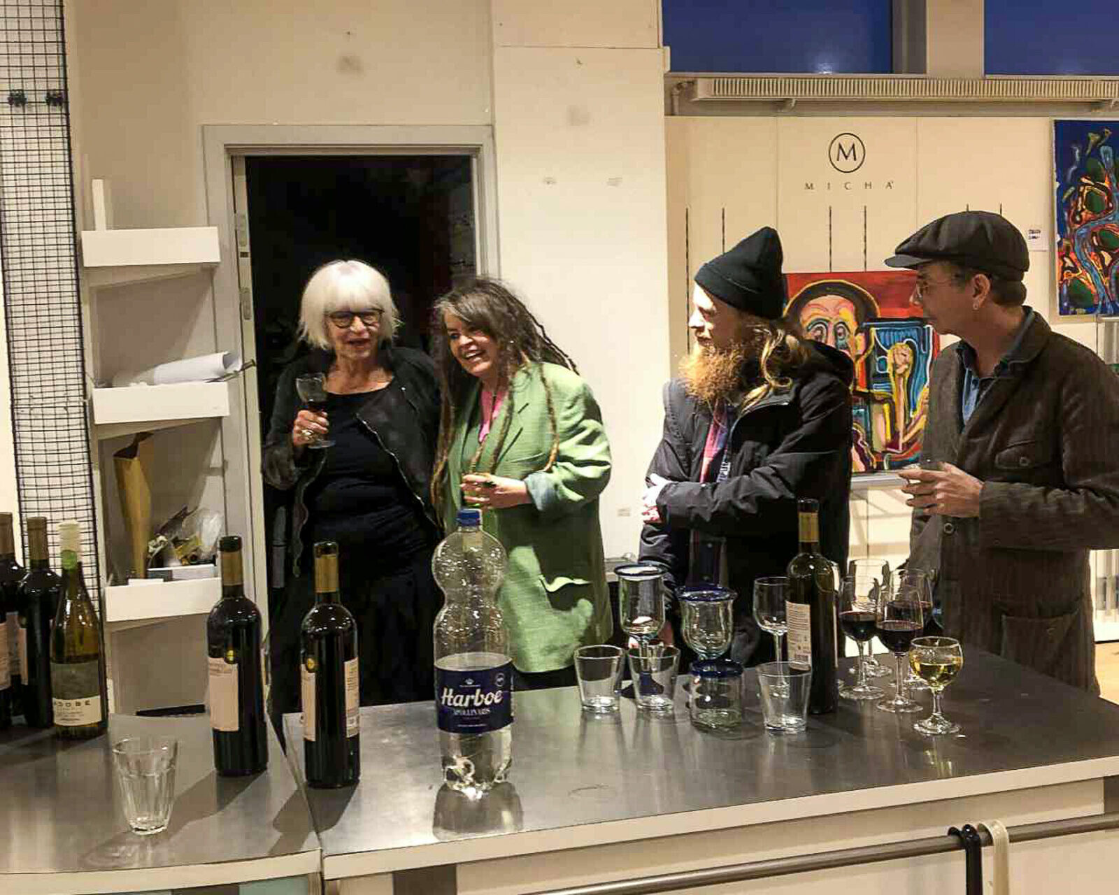 De fire kunstnere: Birgit Juhl, Tine Grønkjær, Nicolas Grønkjær-Bloch og Henrik Constantin. Foto: Jannie Schau Kristensen.