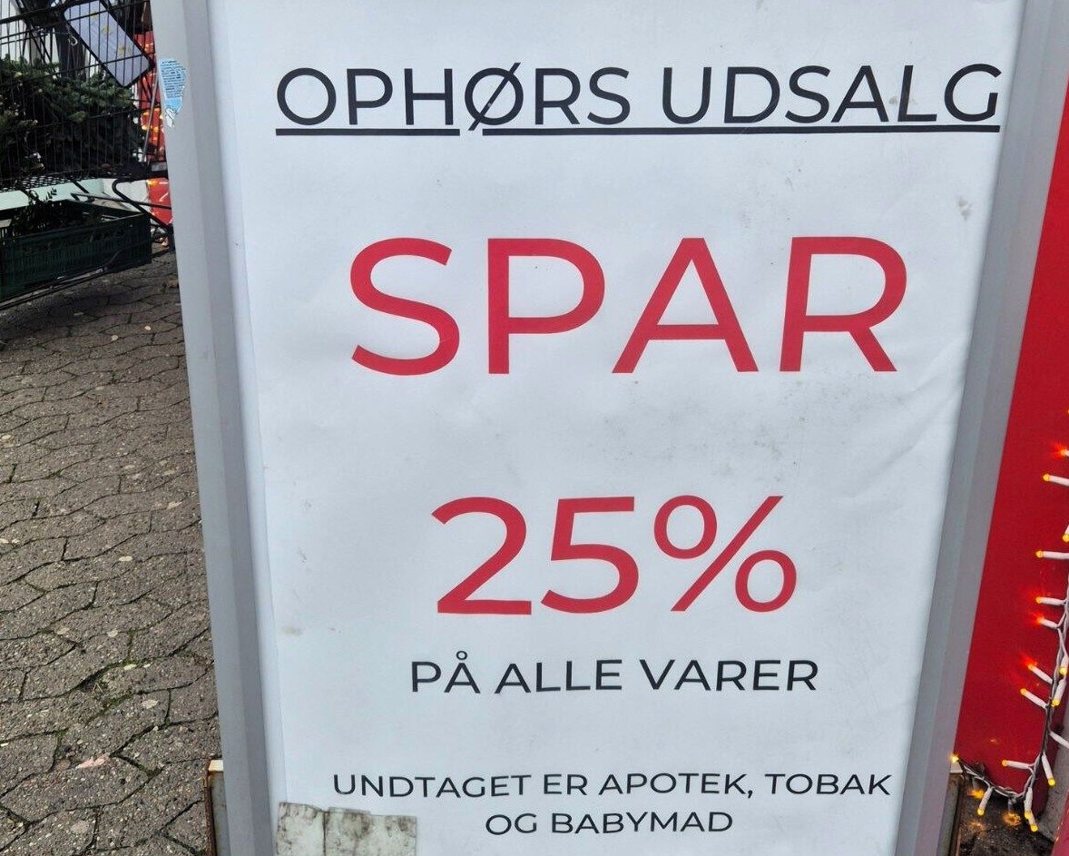 Spar på Bøndergårdsvej lukker. Privatfoto.