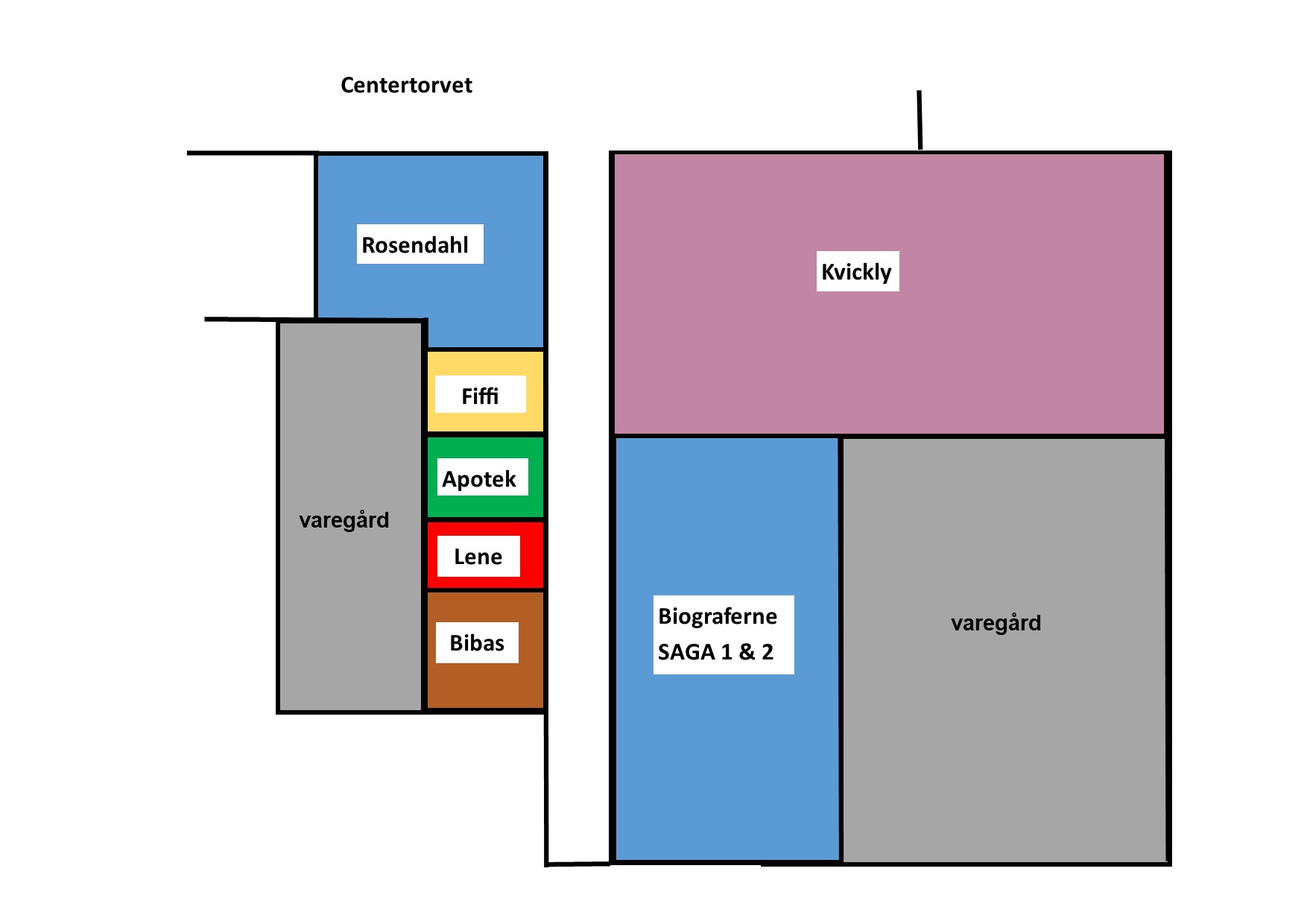 Indretningen i tiden med Kvickly. Illustration: Johnny Tauman.