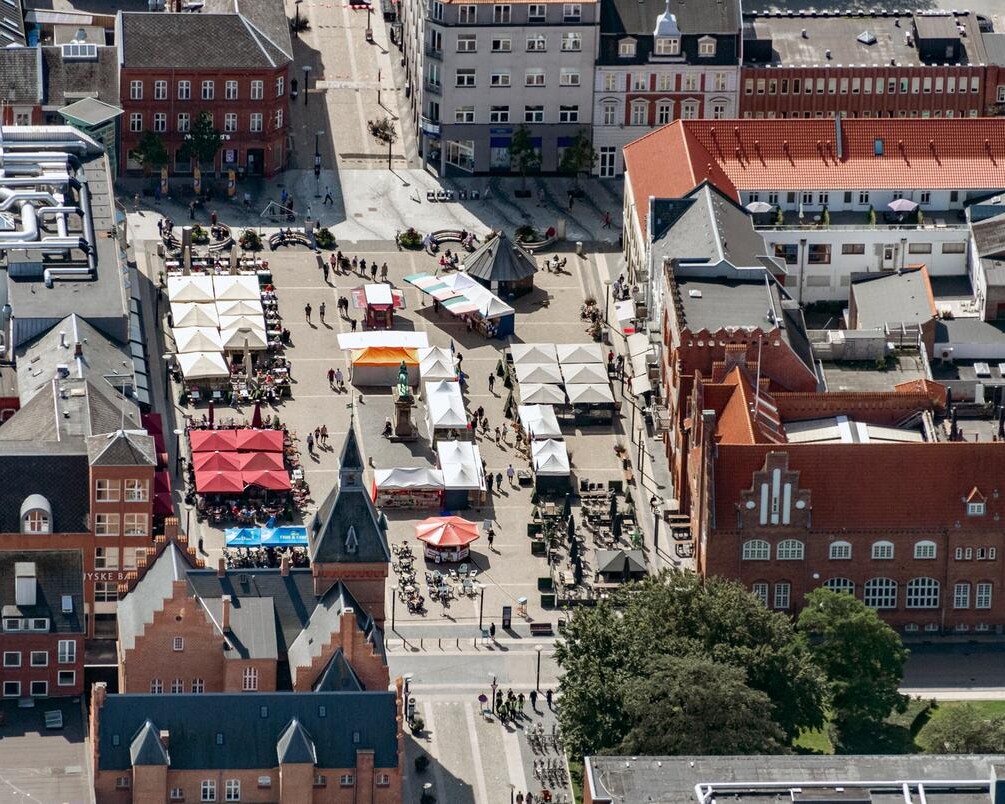 Torvet i Esbjerg set fra oven. Foto: Esbjerg Kommune.
