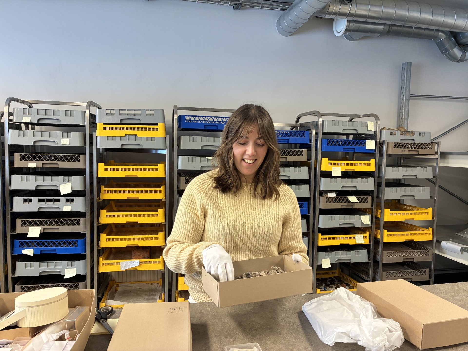 Laura Ahlqvist er projektleder på BODYBIO – et nyt forskningsprojekt, der med avanceret teknologi skal give ny viden om bronzealderens mennesker og deres liv. Foto: Museum Vest.